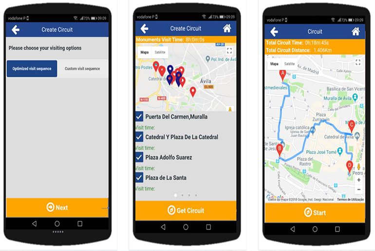 Imagen 3. Optimización mediante el app SHCity-Turista de las visitas turísticas. Se indica en tiempo real la mejor ruta para evitar colas.